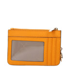 Michael Kors orange leather wallet with multiple card slots and a sleek design, shown on a plain background.