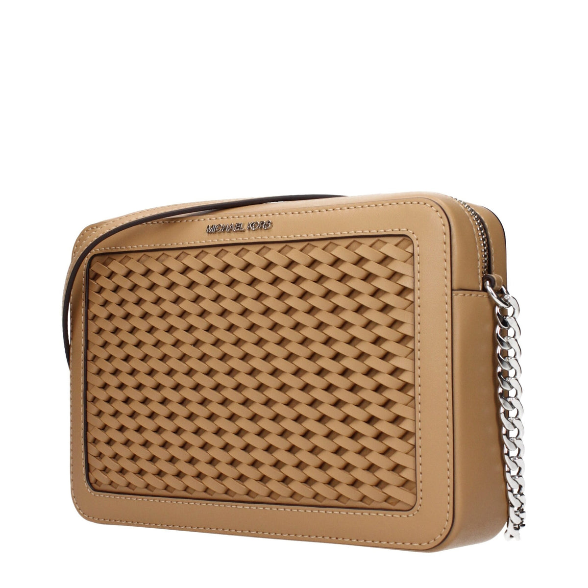 Michael Kors brown leather crossbody bag with adjustable strap and gold-tone hardware, stylish and versatile for everyday use.