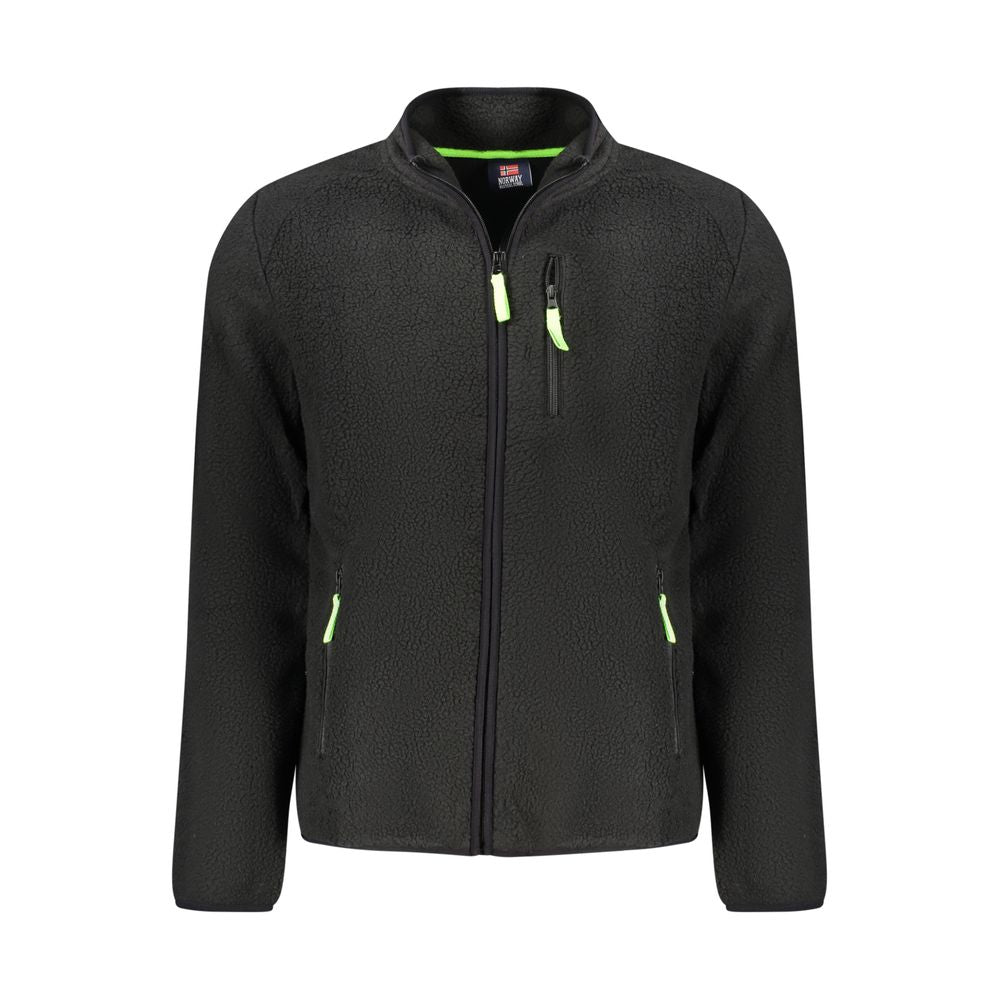 Norway 1963 black polyester men's sweatshirt with crew neck and long sleeves, casual athletic wear for men.
