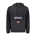 Norway 1963 black cotton men's hooded sweatshirt with front pocket and drawstring hood, casual and comfortable apparel.