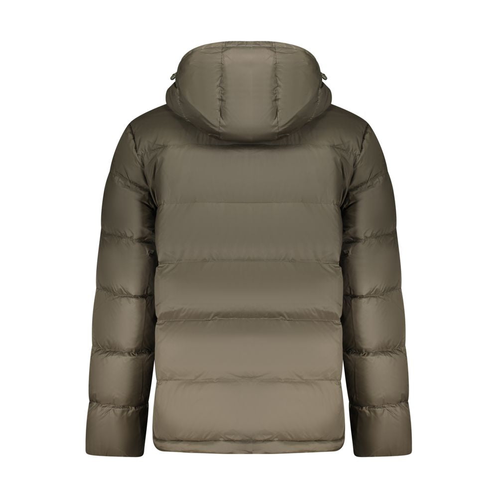 Calvin Klein men's Marrone poliammide jacket with front zipper and stand collar, stylish for casual wear.