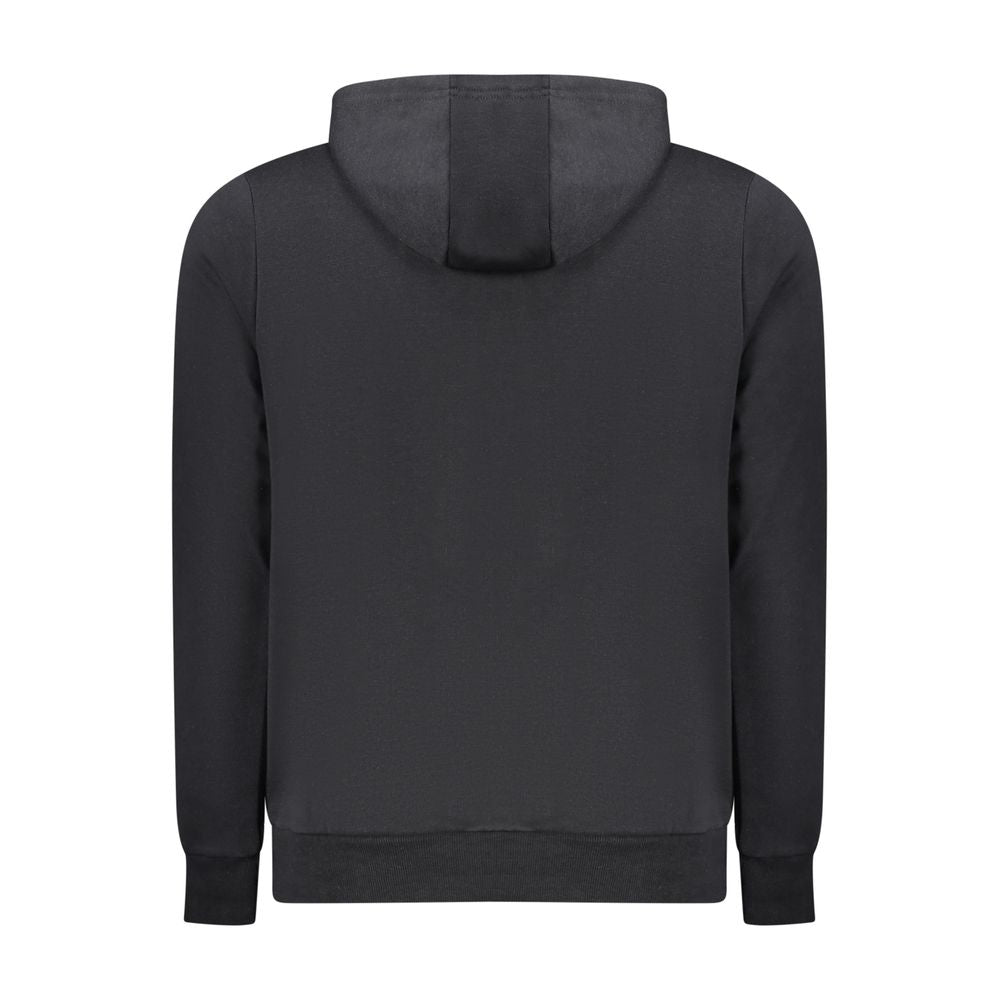 Norway 1963 black cotton men's hooded sweatshirt with front pocket and adjustable drawstrings, casual streetwear style.