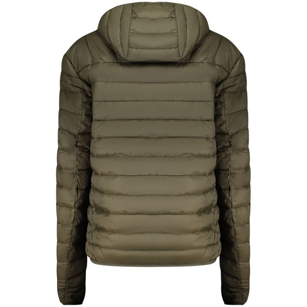 Cavalli Class Verde polyester men's jacket with front zipper and adjustable collar, stylish and lightweight for casual wear.