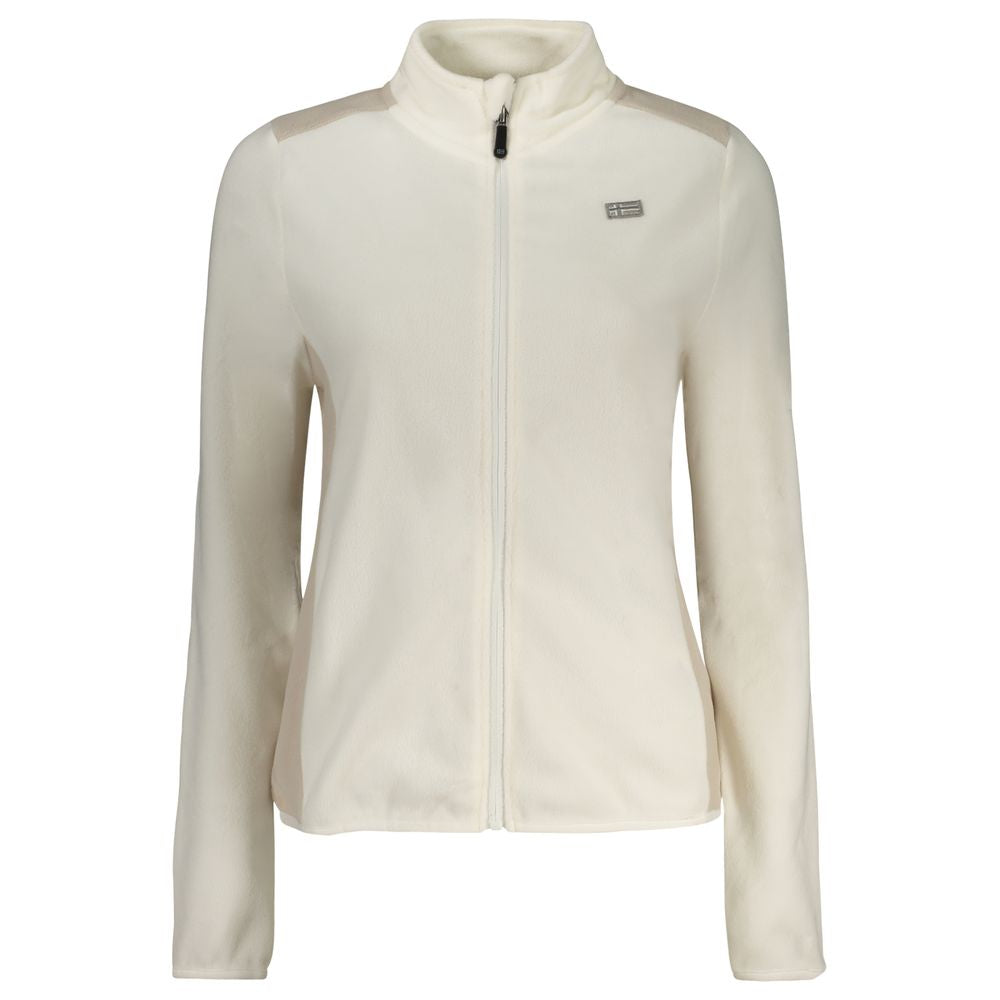 Norway 1963 Bianco polyester women's sweatshirt with a relaxed fit and minimalist design, displayed on a hanger.