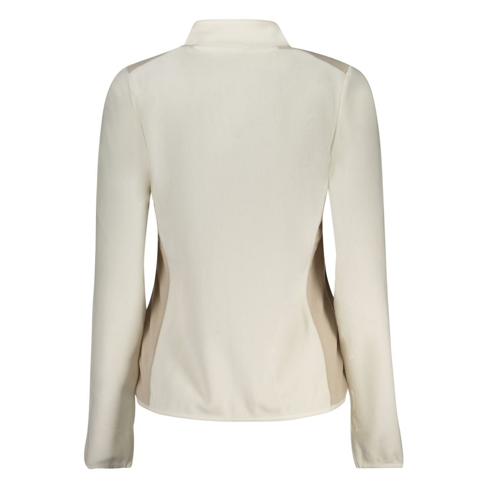 Norway 1963 Bianco polyester women's sweatshirt with a relaxed fit and round neckline, displayed on a hanger.