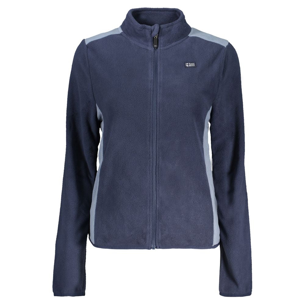 Norway 1963 blue polyester women's sweatshirt with long sleeves and crew neckline, casual and comfortable clothing for women.