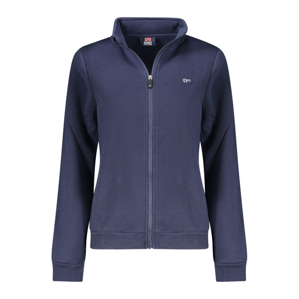 Blue cotton women's sweatshirt by Norway 1963 with a casual fit, featuring a round neckline and subtle branding details.