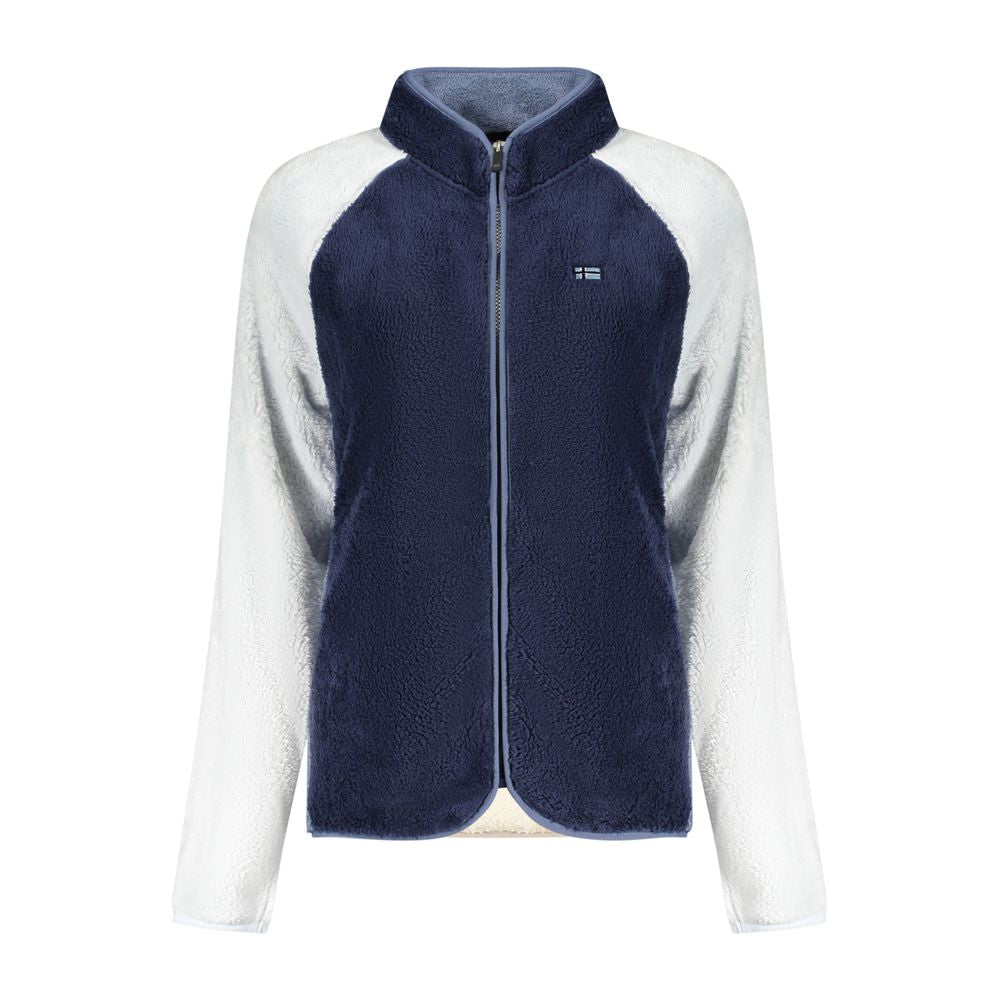 Blue Norway 1963 polyester women's sweatshirt with a relaxed fit and crew neckline, displayed on a white background.