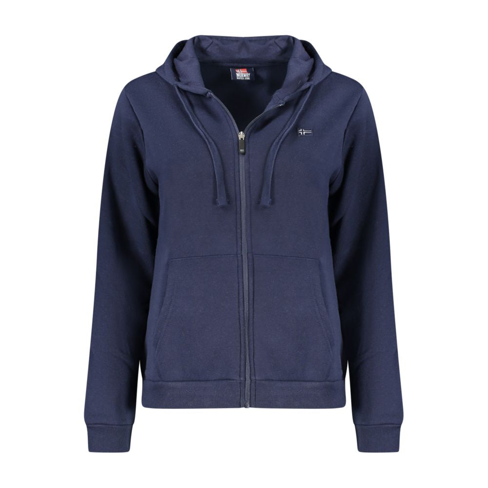 Blue Norway 1963 cotton women's hoodie sweatshirt with zip and hood, featuring a comfortable fit and casual style.