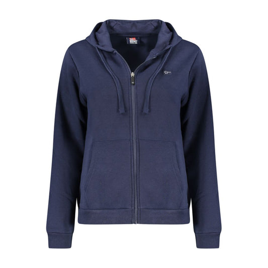 Norway 1963 Blue Cotton Women Sweatshirt with Hood and Zip Norway 1963