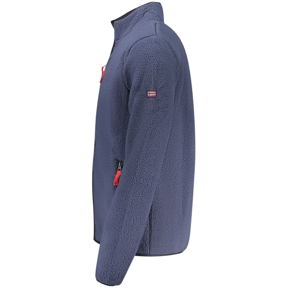 Norway 1963 blue polyester men's sweatshirt with a crew neck and long sleeves, casual everyday wear.