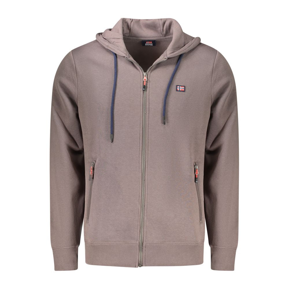Norway 1963 Marrone cotton men's sweatshirt with crew neck and long sleeves, casual and comfortable fit.