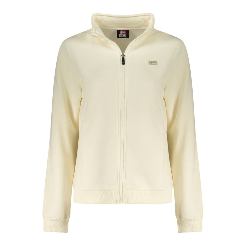 Norway 1963 white cotton women's sweatshirt with a relaxed fit and simple crew neckline, displayed on a hanger.