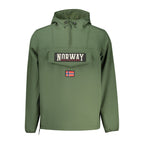 Norway 1963 Verde polyester men's jacket with front zipper, collar, and long sleeves, displayed on a neutral background.