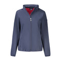 Norway 1963 blue polyester women's jacket with a front zipper and collar, stylish and casual outerwear.