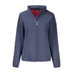 Norway 1963 blue polyester women's jacket with a front zipper and collar, stylish and casual outerwear.