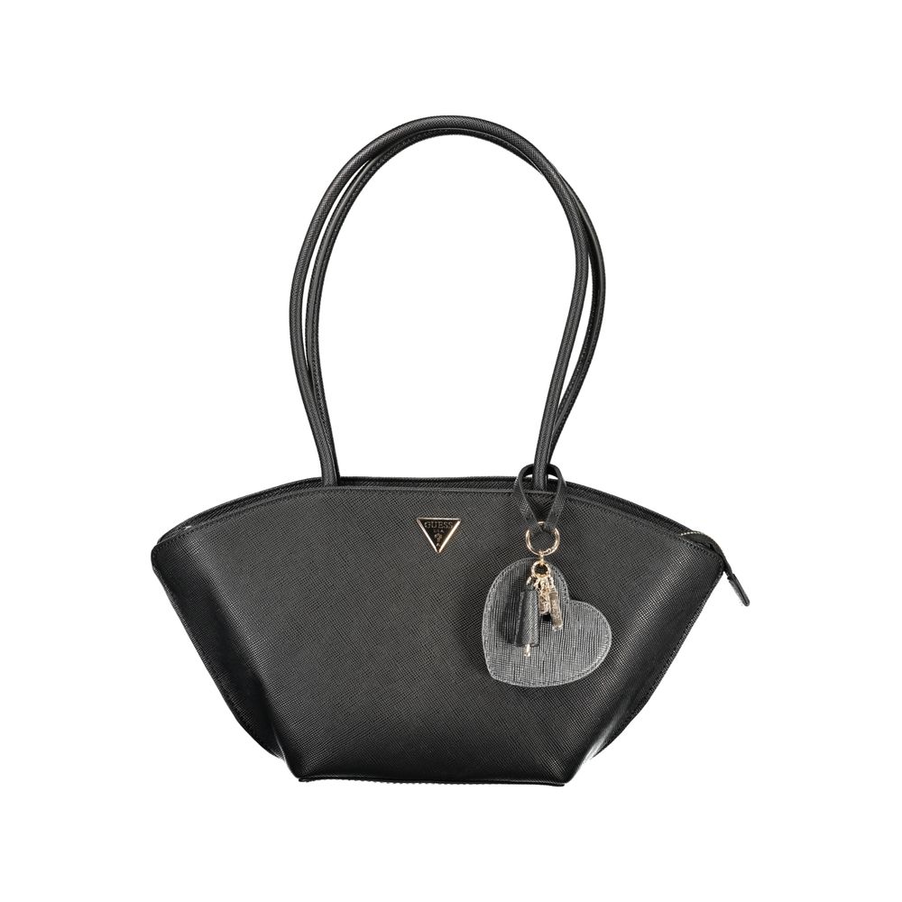 Black Guess Jeans polyurethane women's handbag with sleek design, featuring a structured shape and stylish details.