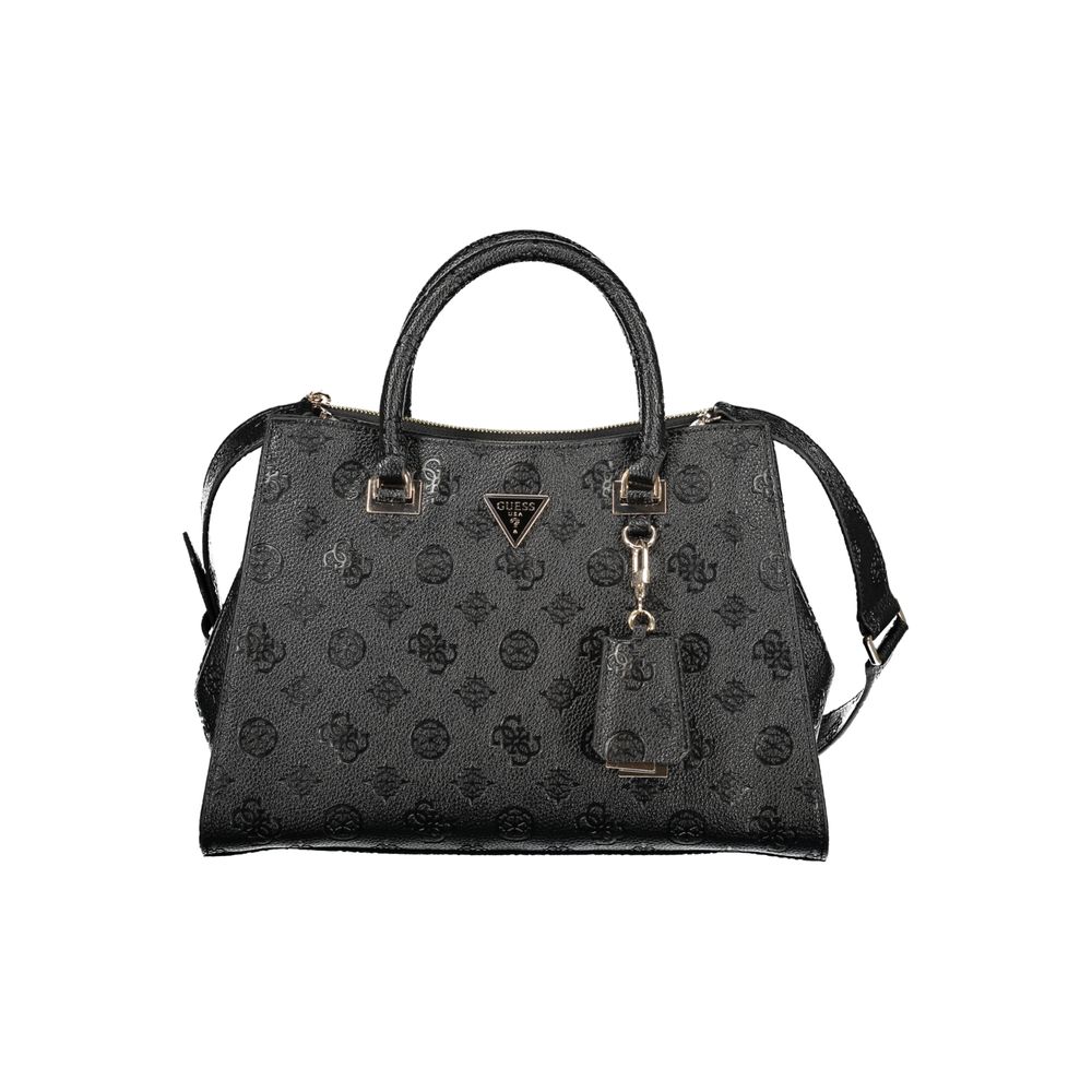 Guess Jeans Nero black polyurethane woman handbag with sleek design and top handle, stylish accessory for everyday wear.