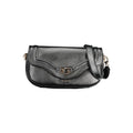 Black Guess Jeans polyurethane women's handbag with sleek design and silver hardware, featuring a top handle and spacious interior.