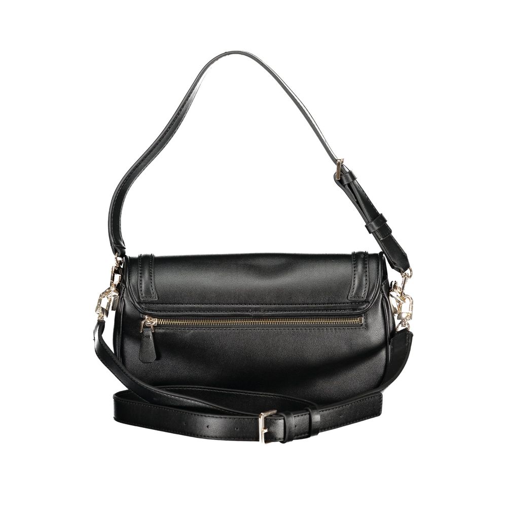 Guess Jeans black polyurethane women's handbag with sleek design and practical handles, perfect for stylish everyday use.