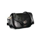 Black Guess Jeans polyurethane women's handbag with sleek design and silver hardware, featuring a top handle and zip closure.