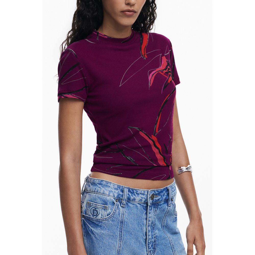 Desigual Purple Elastane T-Shirt