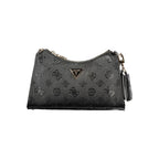 Black Guess Jeans polyurethane women's handbag with sleek design and top handle, featuring modern style and subtle branding.