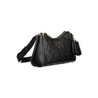 Black Guess Jeans polyurethane women's handbag with sleek design, featuring a structured shape and subtle branding details.
