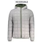 Norway 1963 men's green polyester jacket with zip closure and stand-up collar, displayed on a hanger.