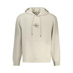 Beige Calvin Klein men's cotton hoodie with front pocket and hood, casual and comfortable for everyday wear.