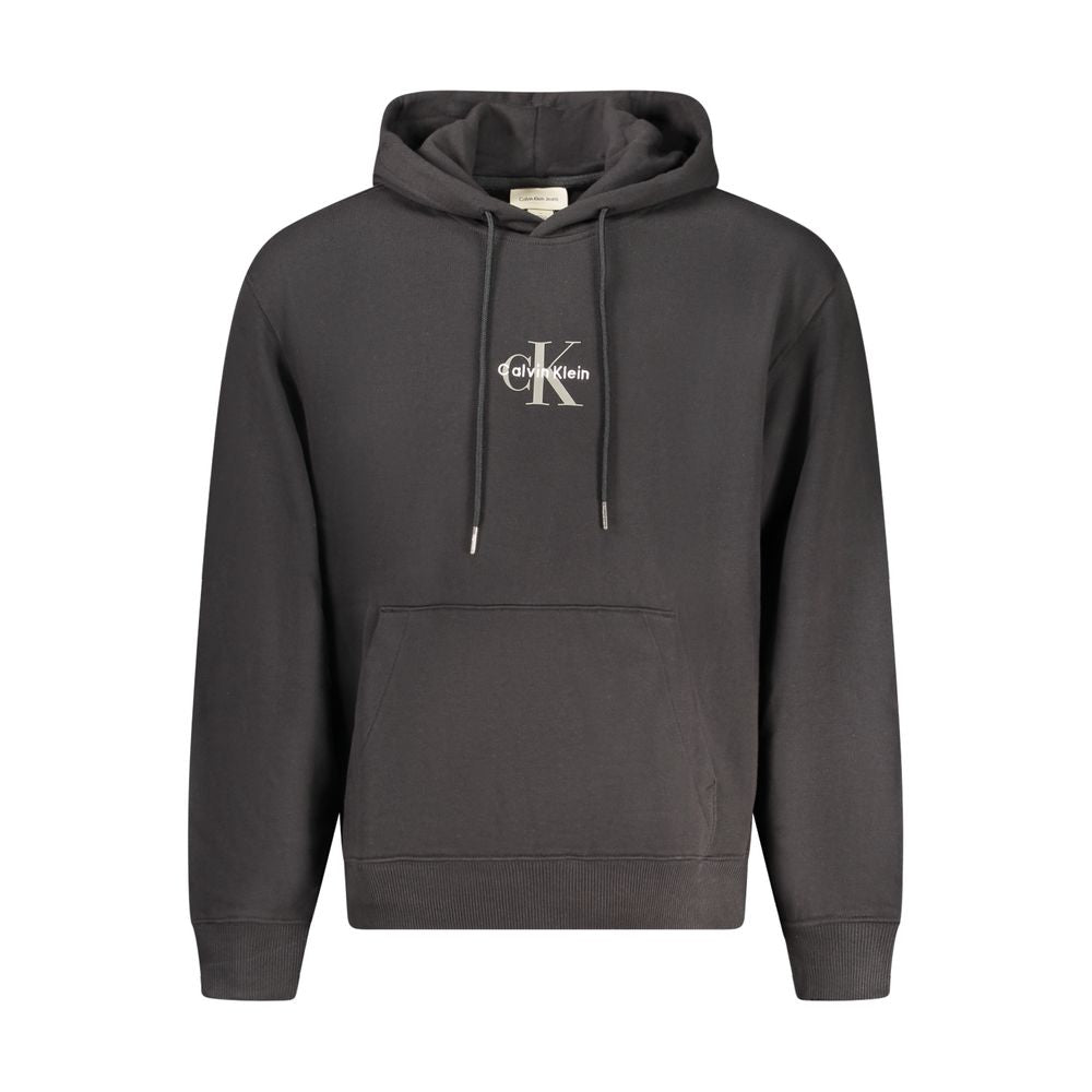 Calvin Klein Nero cotton men's hoodie with hood, long sleeves, and front kangaroo pocket, casual and comfortable.