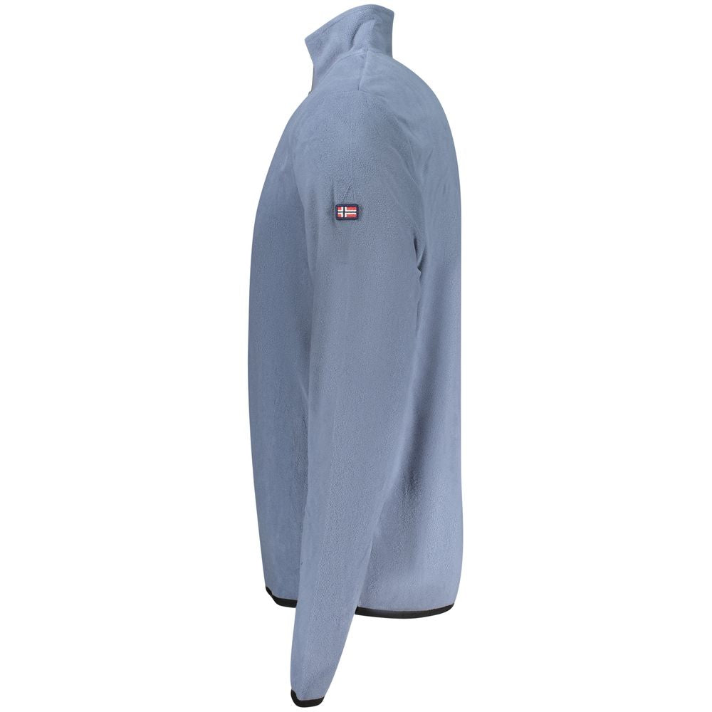 Norway 1963 blue polyester men's sweatshirt with round neckline and long sleeves, casual fashion top.