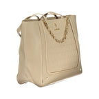 Beige PVC Laura Biagiotti women's handbag with sleek design and top handle, stylish accessory for everyday use.