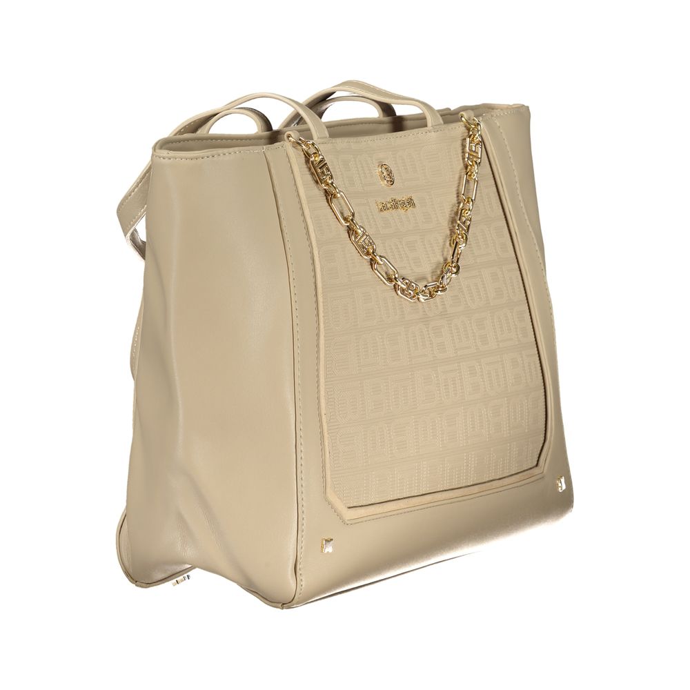 Beige PVC Laura Biagiotti women's handbag with sleek design and top handle, stylish accessory for everyday use.