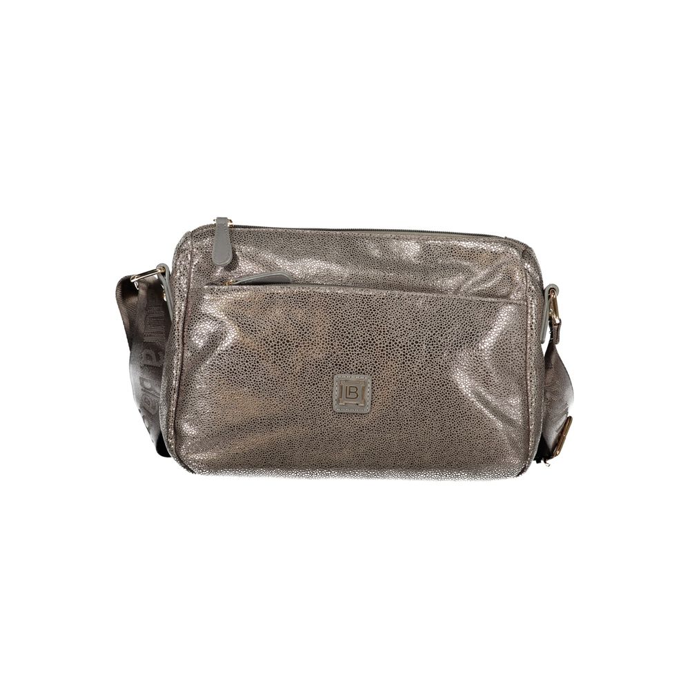 Gray polyester women's handbag by Laura Biagiotti with sleek design and top handles, perfect for everyday use.