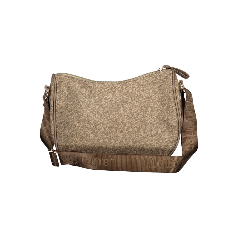 Beige Laura Biagiotti polyester women's shoulder bag with sleek design and shoulder strap, stylish and functional accessory.