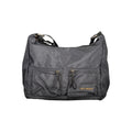 Black polyester women's handbag by Laura Biagiotti, featuring sleek design and shoulder strap, on a neutral background.