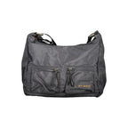 Black polyester women's handbag by Laura Biagiotti, featuring sleek design and shoulder strap, on a neutral background.