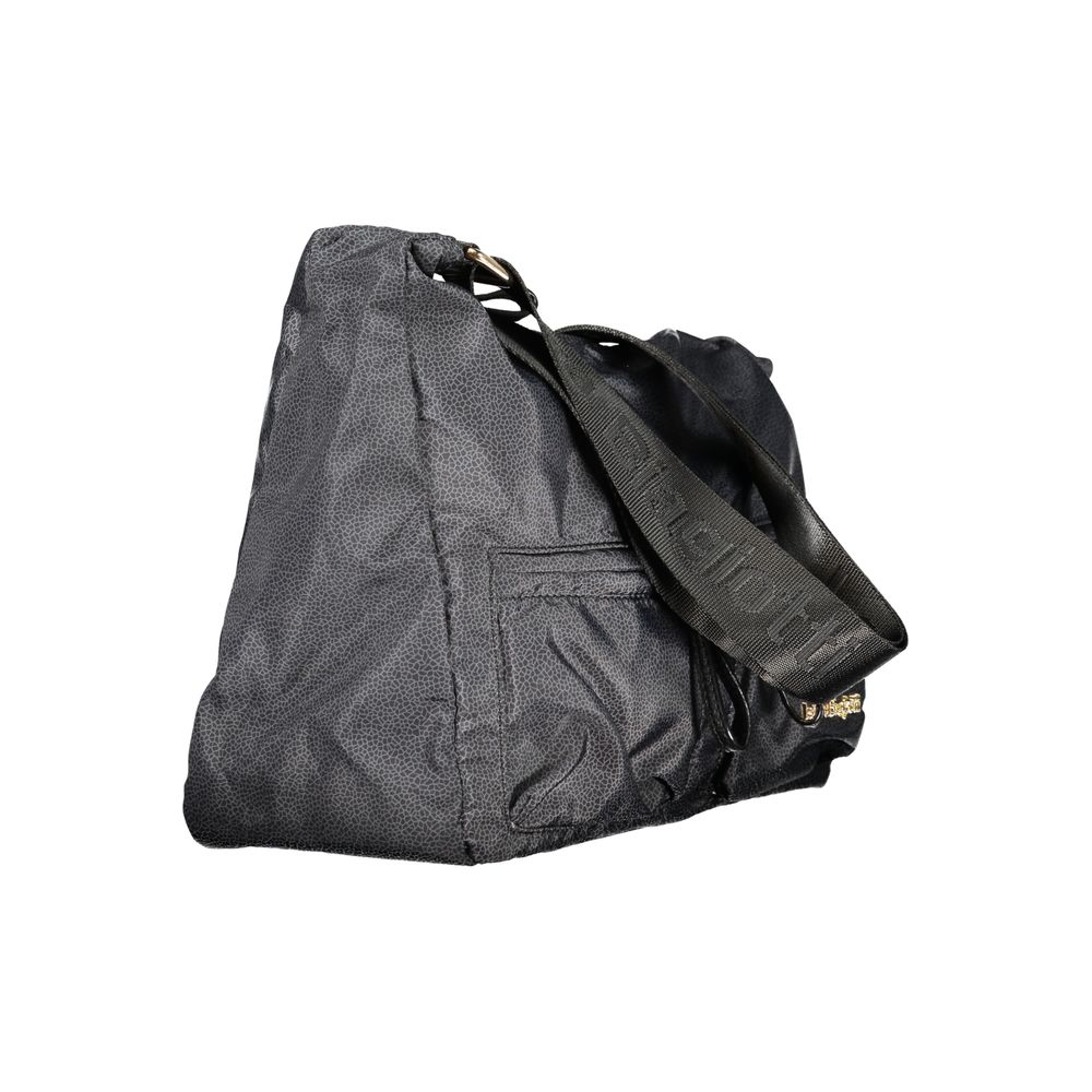 Black polyester women’s handbag by Laura Biagiotti with sleek design and top handles, stylish and functional accessory.
