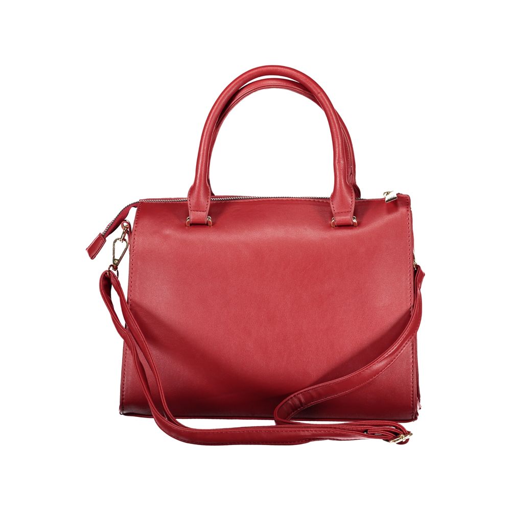 Laura Biagiotti Rosso PVC women’s handbag with sleek design and silver hardware, featuring top handles and spacious interior.