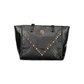 Black PVC women's handbag by Laura Biagiotti with sleek design and silver hardware, featuring double handles and spacious interior.