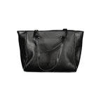 Black PVC women's handbag by Laura Biagiotti with sleek design and silver-tone hardware.