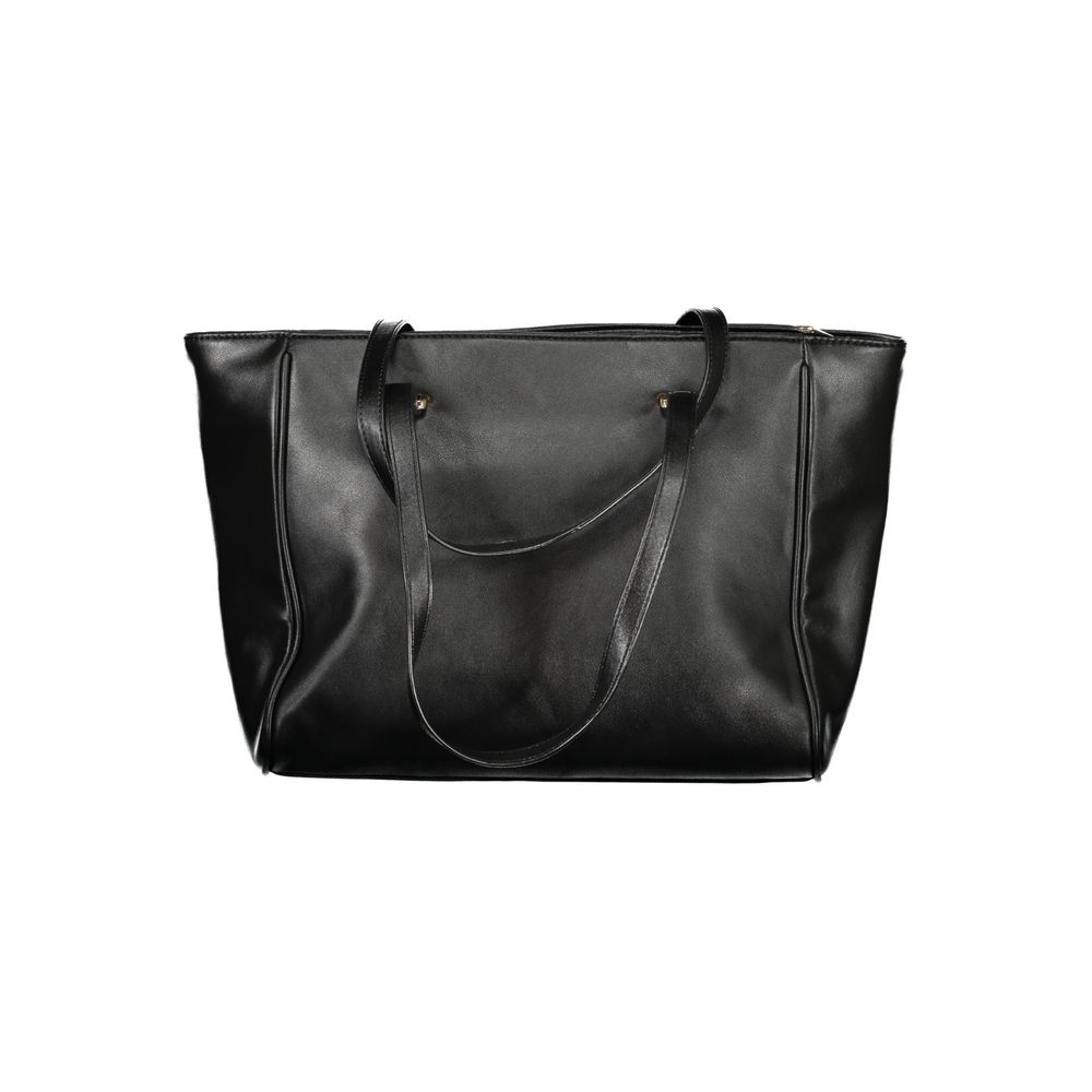 Black PVC women's handbag by Laura Biagiotti with sleek design and silver-tone hardware.
