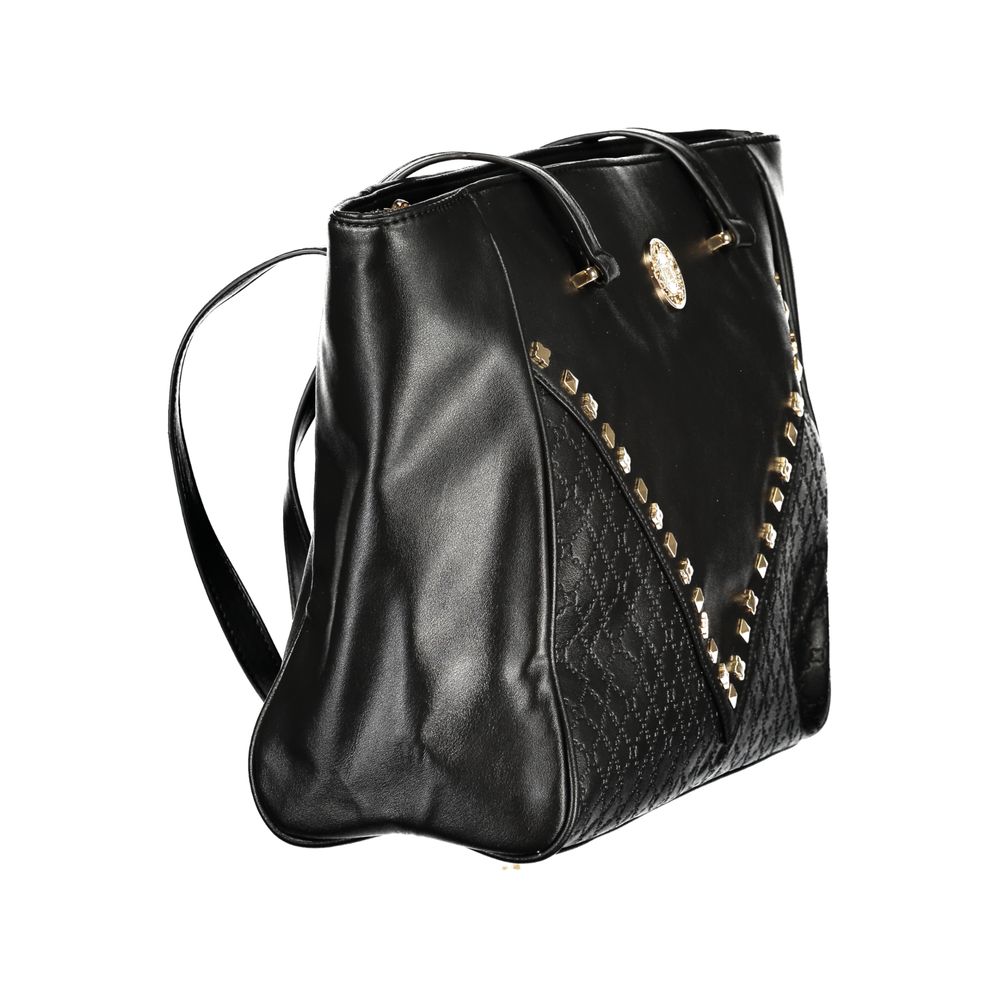 Black PVC women's handbag by Laura Biagiotti with sleek design and subtle logo detail.
