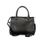 Black PVC women's handbag by Laura Biagiotti with sleek design and top zipper closure.