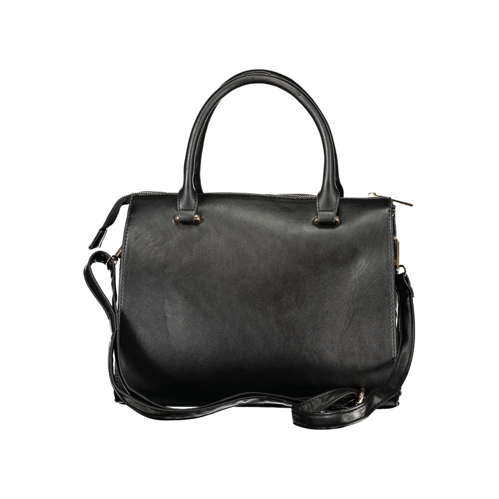Black PVC women's handbag by Laura Biagiotti with sleek design and top zipper closure.