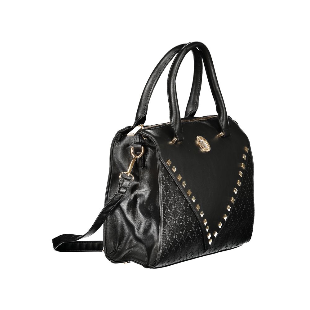 Black PVC Laura Biagiotti women's handbag with sleek design and structured shape, featuring subtle branding details.