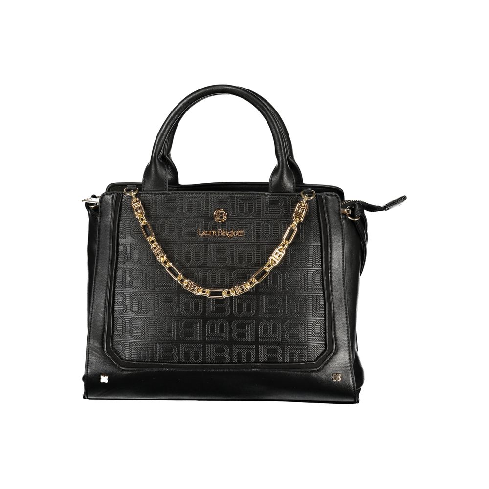 Black PVC women’s handbag by Laura Biagiotti with sleek design and top handle, stylish accessory for everyday use.