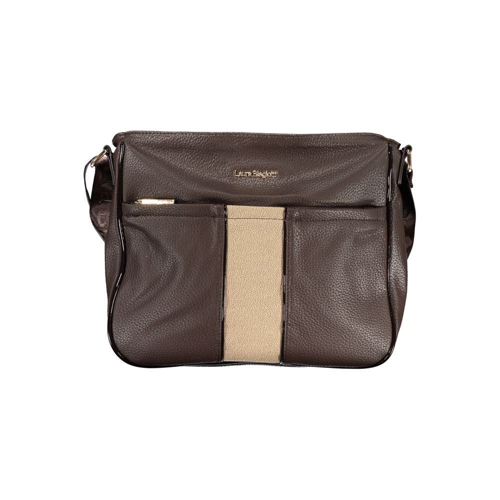 Laura Biagiotti brown PVC women's handbag with sleek design and top handles, perfect for stylish everyday use.
