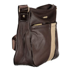 Brown PVC women’s handbag by Laura Biagiotti with sleek design and top handles, perfect for stylish everyday use.